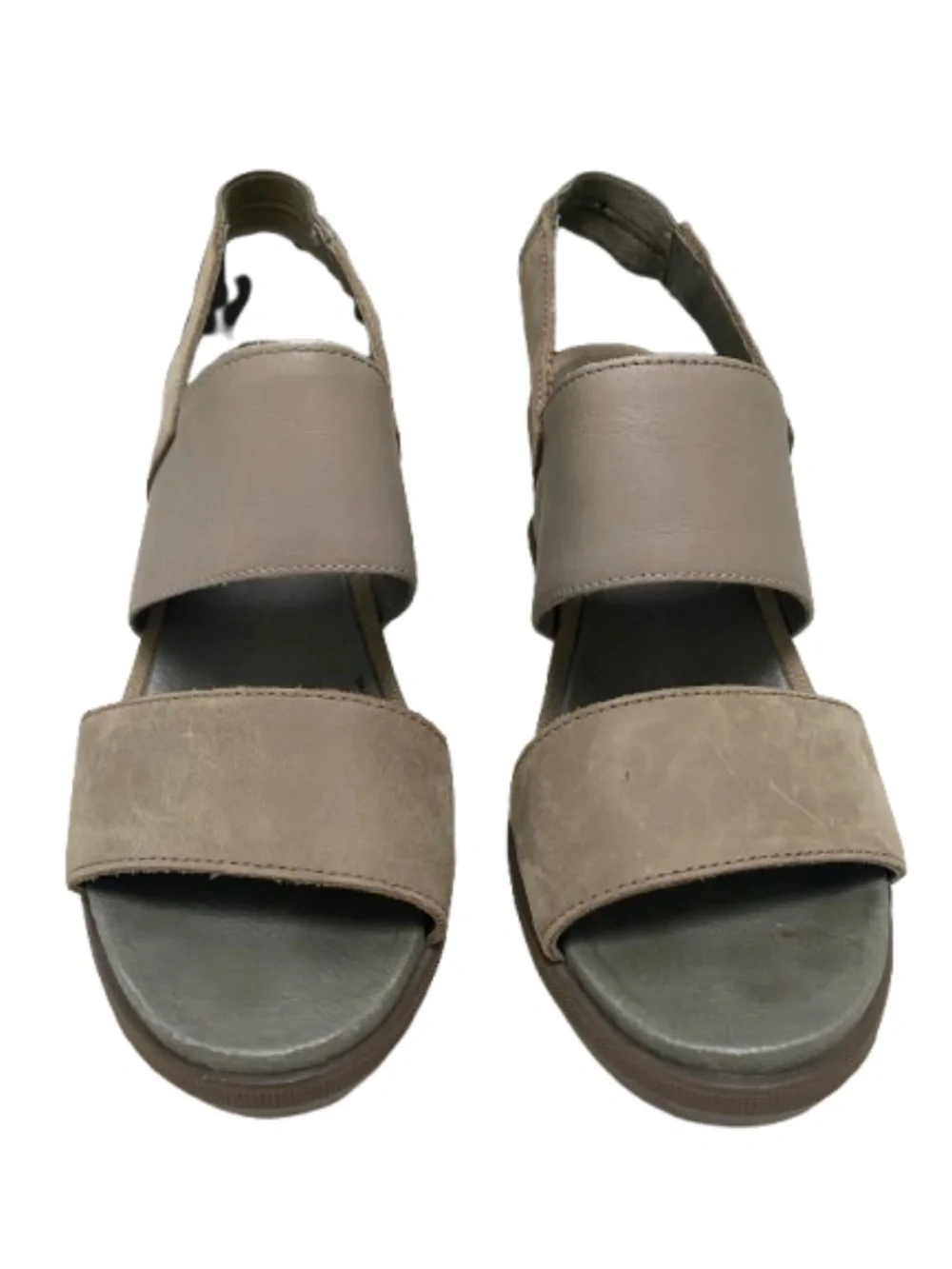 Sorel Joanie II Leather Slingback Wedge Sandals - Olive Green / Sage